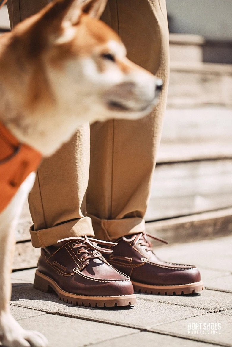 Men’s Rugged Leather Boat Shoes